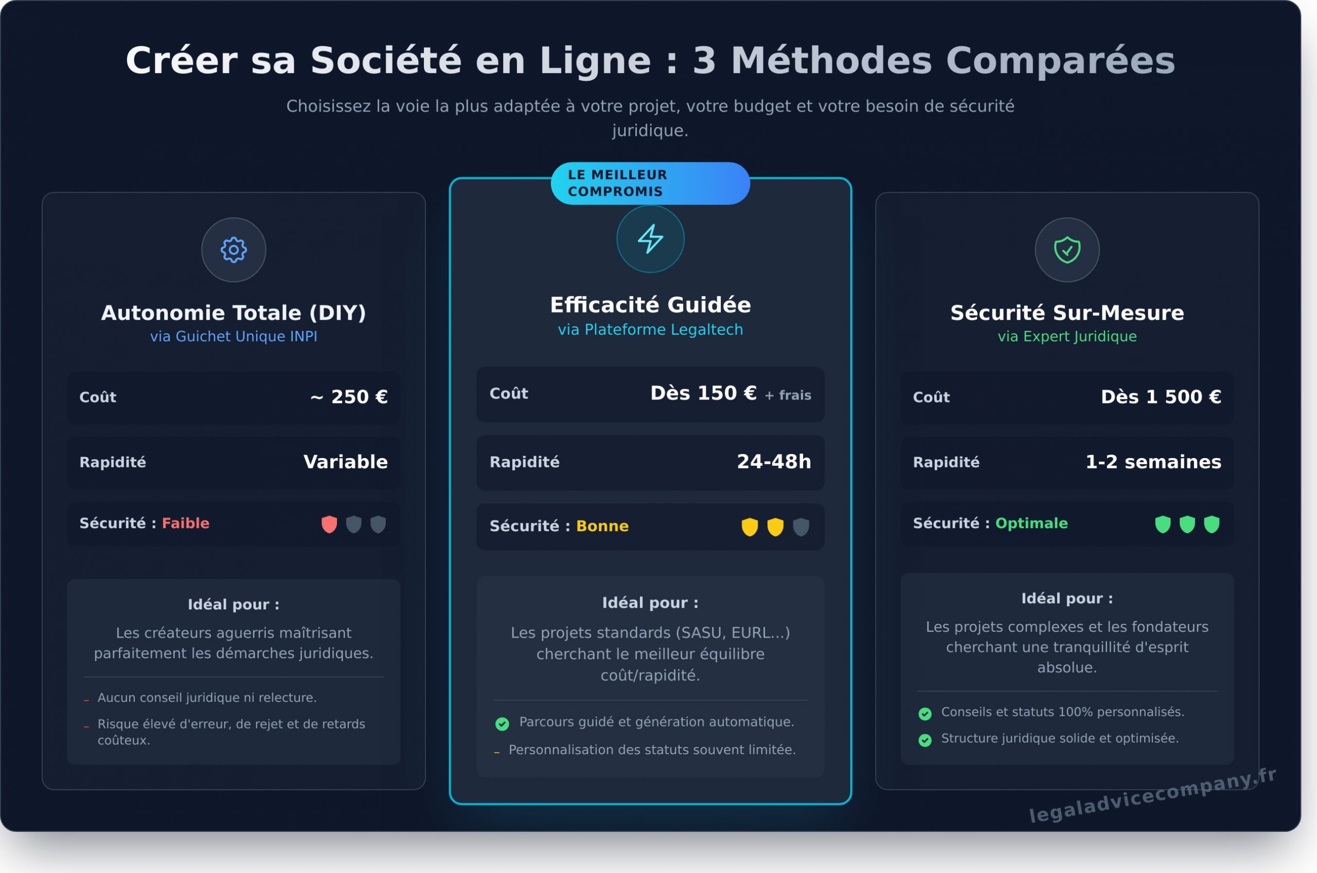 Création de Société en Ligne : Le Guide pour Choisir la Bonne Méthode - Infographic